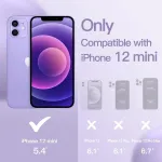 Jetech silikoninis dėklas, skirtas iphone 12 mini 5.4 colio, &scaron;velnus, viso korpuso telefono dėklas, smūgiams atsparus dėklas su mikropluo&scaron;to pamu&scaron;alu (violetinis)