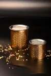 Livux metalinis smilkalų degiklis matinės aukso spalvos - auk&scaron;tis 6 cm - su gėlės žiedo graviravimu - apvalus žvakidinis smilkalų degiklis smilkalams ir kvapų mi&scaron;iniams 1220