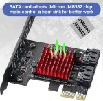 Atminties kortelė Generic Pcie 1x Sata kortelė, 2 prievadai, 6 Gbps, su 2 Sata kabeliais