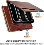 Dėklas, skirtas Ipad Pro 11 colių M4 (2024), Pu odinis apsauginis dėklas su ki&scaron;ene ir ra&scaron;iklio laikikliu, automatinio užmigdymo / pažadinimo funkcija, i&scaron;manusis dėklas su stovo funkcija - ruda
