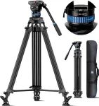 Sirui trikojis vaizdo kameros trikojis su skysčio galvute Am-25s, 190 cm profesionalus aliuminio trikojis vaizdo kameroms Dslr, maksimali apkrova 10 kg