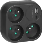 Orno Rozgałęźnik 3x2P+Z su ładowarką USB-A+C, 15,5 W, juoda