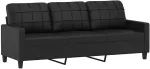 Fotelis Trivietė sofa, juodos spalvos, 180cm, dirbtinė oda