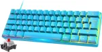 Felicon Mini 60% Rgb žaidimų klaviatūra, mechaniniai red jungikliai su kompakti&scaron;kais 62 klavi&scaron;ais, 18 Rgb Led chroma ap&scaron;vietimas, nuimamas Usb type c kabelis, uk i&scaron;dėstymas, ergonomi&scaron;ka pc, mac, ne&scaron;iojamam kompiuteriui, mėlyna