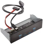 Chenyang 5.25 colių priekinis skydelis Cd-rom lizdas 2 Usb 3.0 ir 2 Usb C Hub 4 prievadai į pagrindinės plok&scaron;tės Usb 20 kontaktų adapterį su Sata maitinimo kabeliu