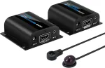 Agptek lkv372a 60m hdmi ilgintuvas per vieną cat6/6a/7 ethernet kabelį 1080p 3d ir nuotolinio valdymo pultas, 20~60khz dažnių diapazonas