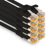 1attack.de - 10 X 0,5m Cat7 Ethernet kabelis 10 Gb/s Lan tinklo jungiklis juodas