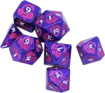 Dollatek metalinių kauliukų rinkinys drakono ra&scaron;tu, skirtas dungeon and dragon dnd kauliukų žaidimui (su juodu mai&scaron;eliu) - violetinis