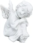 Ankroyu Mažojo angelo statula, gražios baltos kūdikio figūrėlės, dervos angelo statulos dekoracija, cherubo statulos ornamentai, cherubo skulptūra