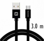 Swissten Textile Quick Charge Universalus Micro USB duomenų ir įkrovimo kabelis 3m