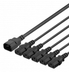 DELTACO IEC C14 - 5x IEC C13 maitinimo laidas, 2m, 10A / 250V, Y-Splitter, DEL-113D