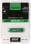 3P - KAINOS PRODUKTAI INTENSO USB atmintukas 8GB Žalias Raktų pakabukas LED &Scaron;viesa Medžiaga Skaidrus Plastikas Hi Speed USB 2.0 15 gramų