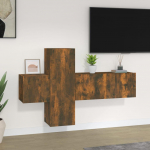TV spintelių komplektas, 3 dalių, dūminio ąžuolo, mediena