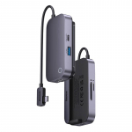 &Scaron;akotuvas HUB 6in1 Baseus PadJoy Series USB-C - USB 3.0 + HDMI + USB-C PD + AUX 3.5mm + SD/TF &ndash; pilkas