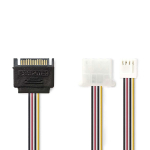 Nedis vidaus maitinimo kabeliai | SATA 15 kontaktų jungtis | FDD lizdas / Molex lizdas | Paauksuotas | 0,20 m | apvalus | PVC | Įvairiaspalvis | plastikinis mai&scaron;elis