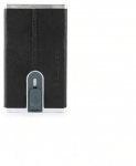 Piquadro, Juodas Square, Leather Card Holder, Square Sliding System, PP4825B3R, Juodas, For Men