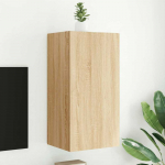 TV staliukas Sieninė TV spintelė su LED lemputėmis, ąžuolo, 40,5x35x80cm