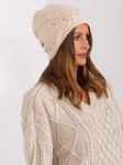Wool Fashion Italia Kreminė moteri&scaron;ka žieminė kepurė: Dydis - Universalus