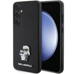 Samsung Galaxy S24 Karl Lagerfeld dėklas Saffiano Karl & Choupette Metal Pin (KLHCS24SPSAKCMPK) juodos spalvos