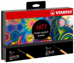 STABILO ARTY 68 vnt. plunksnakočių rinkinys su plunksnakočiu ir pluo&scaron;to galiuku, įvairių spalvų