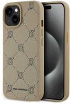 Karl Lagerfeld PU Karl Heads Pattern MagSafe dėklas telefonui Apple iPhone 15 rusvai gelsvas