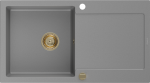 Granitinė virtuvinė plautuvė Mexen Leo su sifonu, Pilkas+Gold, 900 x 500 mm