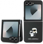 Karl Lagerfeld PU Saffiano Karl and Choupette Samsung Galaxy Z Flip6 dėklas telefonui juodos spalvos