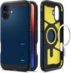 Spigen Tough Armor MagSafe su stoveliu Apple iPhone 16 - dėklas telefonui mėlynos spalvos