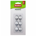 Sauber Kabliukai 6vnt 1,5 x 2,5cm, ovalios sidabras