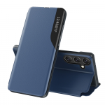 Hurtel Eco Leather View dėklas elegant dėklas su flap and stand skirtas Samsung Galaxy S25 Edge - mėlynos spalvos