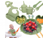 Vaiki&scaron;kas silikoninių indų rinkinys, žalias, 19 vnt.