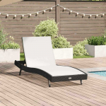 Saulės gultas Juoda ir Balta 197 x 70 x 82 cm poliratanas