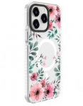 Dėklas Evelatus iPhone 15 Pro Max PC+TPU ar MagSafe Personalizēts drukāts zieds caurspīdīgs
