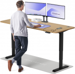 Elektrinis Reguliuojamo: Auk&scaron;čio stalas Desktronic HomePro Ąžuolo masyvas/Juodas, 200x80cm, Dvigubas motoras, USB ir USB-C įkrovimo lizdai