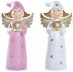 Kalėdų papuo&scaron;alai DKD Home Decor Porcelianas Angelas (7 x 5 x 14 cm) (2 vnt.)
