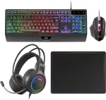 Mars Gaming žaidimų rinkinys &bdquo;4 viename&ldquo; su H-Mech klaviatūra, 3200 DPI pele ir ausinėmis, MCP124PROES