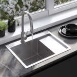 Plieninė virtuvinė plautuvė Rea Fin, Brushed Nickel