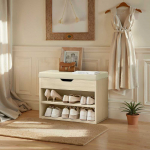 Songmics Batų suolas su 3 auk&scaron;tais ir pagalvėle