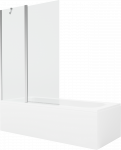 Vonia Mexen Vega su apdaila ir stiklo sienele, 160x70 cm + 120 cm, Baltas+Chrome/Transparent