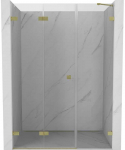 Gold Du&scaron;o durys Mexen Lunar-F, sulankstomos, kairė, 135 cm, transparent/brushed auksinis