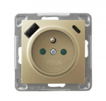 Ospel GP-1YZPUSBAC/m/28 IMPRESJA Viengubas lizdas su įžeminimu ir srovės kelio skląsčiais, su USB A+C įkrovikliu, aukso spalvos GP-1YZPUSBAC/m/28