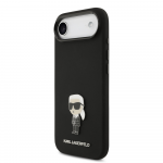 Karl Lagerfeld Liquid Silicone Metal Ikonik dėklas skirtas Apple iPhone Air juodos spalvos