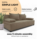 Sofa Meb & Podrez Dvivietis i&scaron;skleidžiamas sofos &bdquo;Simple Light&ldquo; be porankių, &bdquo;Podrez&ldquo;, smėlio spalvos