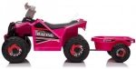 Promotions Vaiki&scaron;kas elektrinis keturratis su priekaba, 104x39x48 cm, rožinis, paspiriama transporto priemonė