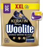 Woolite Keratino kapsulės juodų ir tamsių džinsų skalbimui 43 vnt.