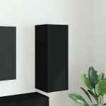 TV staliukas TV sieninė spintelė Juoda 30 x 31 x 80 cm Apdirbta mediena