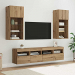 TV staliukas Televizorių sieniniai baldai su LED 5 pcs Amatininkų ąžuolas