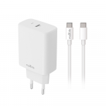 Telforceone Maxlife MXTC-10-30C PD QC įkroviklis 1x USB-C 30W baltas + USB-C - USB-C laidas 60W