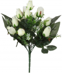 Dirbtinių gėlių puok&scaron;tė ROŽĖS, kreminės sp., 12 žiedų, 34 cm