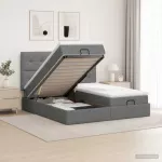 Otmana lova su matracsu ir LED Tamsiai pilka 200 x 200 cm
